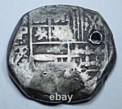 1600's Spanish Bolivia Silver 2 Reales Genuine Colonial Pirate Treasure Cob Coin