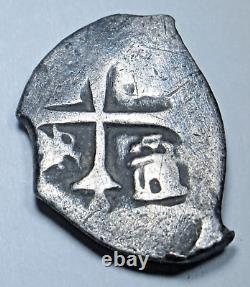 1600's Spanish Mexico Silver 1 Reales Genuine Old Pirate Treasure Cob Cross Coin