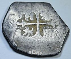 1600's Spanish Mexico Silver 2 Reales Antique Two Bits Colonial Pirate Cob Coin