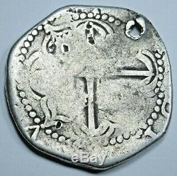 1600's Spanish Potosi Silver 2 Reales Piece of 8 Real Colonial Pirate Cob Coin