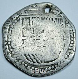 1600's Spanish Potosi Silver 2 Reales Piece of 8 Real Colonial Pirate Cob Coin