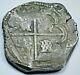 1600's Spanish Potosi T Silver 8 Reales Colonial Dollar Pirate Treasure Cob Coin