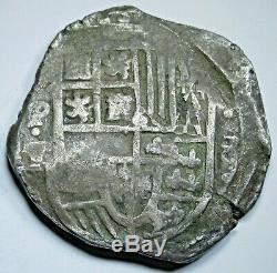 1600's Spanish Potosi T Silver 8 Reales Colonial Dollar Pirate Treasure Cob Coin