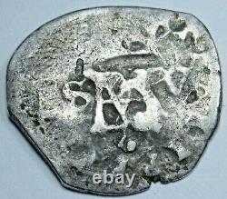 1600's Spanish Sevilla Silver 1/2 Reales Antique Colonial Pirate Cob Cross Coin