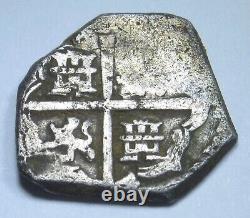 1600's Spanish Silver 1 Reales Genuine Colonial Cross Pirate Treasure Cob Coin