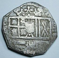 1600's Spanish Silver 2 Reales Antique Two Bit Colonial Pirate Treasure Cob Coin