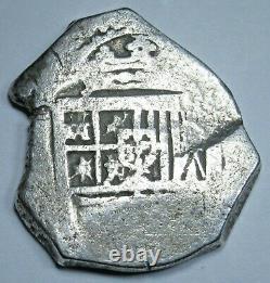 1600's Spanish Silver 2 Reales Cob Antique Colonial Two Bit Pirate Treasure Coin