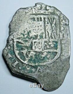 1600's Spanish Silver 2 Reales Cob Piece of 8 Real Colonial Pirate Treasure Coin