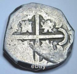 1600's Spanish Silver 2 Reales Genuine Antique Colonial Pirate Treasure Cob Coin