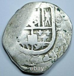 1600's Spanish Silver 2 Reales Genuine Antique Colonial Two Bits Pirate Cob Coin