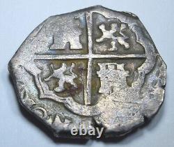 1600's Spanish Silver 2 Reales Genuine Antique Pirate Treasure Cob Cross Coin