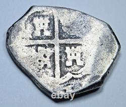 1600's Spanish Silver 2 Reales Genuine Antique Pirate Treasure Cob Cross Coin