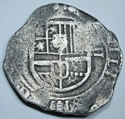 1600's Spanish Silver 2 Reales Piece of 8 Real Colonial Pirate Treasure Cob Coin
