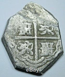 1600's Spanish Silver 2 Reales Piece of 8 Real Colonial Two Bit Pirate Cob Coin