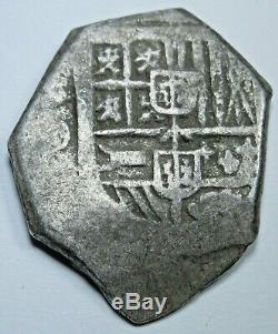 1600's Spanish Silver 2 Reales Piece of 8 Real Colonial Two Bit Pirate Cob Coin