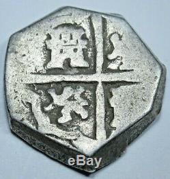 1600's Spanish Silver 2 Reales Piece of 8 Real Two Bit Pirate Treasure Cob Coin