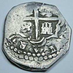 1600's Spanish Silver 2 Reales Piece of 8 Real Two Bits Pirate Treasure Cob Coin
