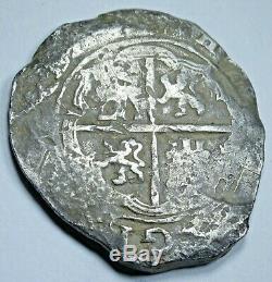1600's Spanish Silver 2 Reales Two Bit Antique Colonial Pirate Treasure Cob Coin