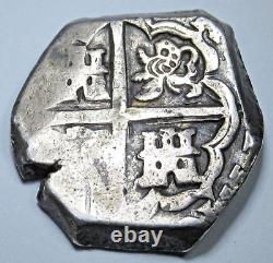 1600's Spanish Silver 4 Reales Antique Colonial Half Dollar Old Pirate Cob Coin