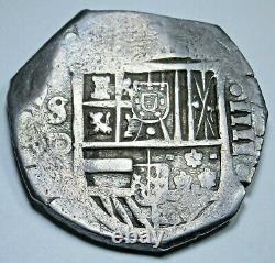 1600's Spanish Silver 4 Reales Genuine Antique Colonial 1600's Pirate Cob Coin