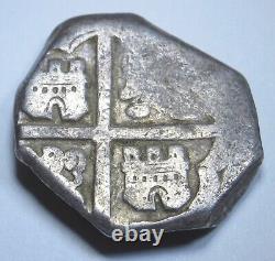 1600's Spanish Silver 4 Reales Genuine Antique Colonial Pirate Four Bit Cob Coin