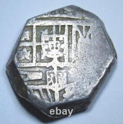 1600's Spanish Silver 4 Reales Genuine Antique Colonial Pirate Four Bit Cob Coin