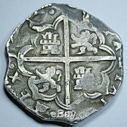 1600's Spanish Silver 4 Reales Piece of 8 Real Colonial Pirate Treasure Cob Coin