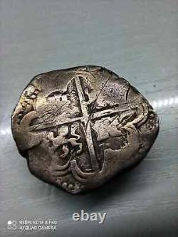1600's Spanish Silver 8 Reales Cob Antique Colonial Dollar Pirate Treasure Coin