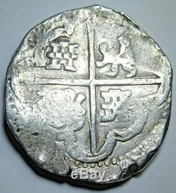 1600's Spanish Silver 8 Reales Eight Real Old Colonial Pirate Treasure Cob Coin