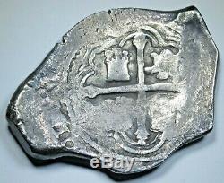 1600's Spanish Silver 8 Reales Eight Real Old Colonial Pirate Treasure Cob Coin