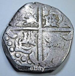 1600's Spanish Silver 8 Reales Transposed Lions & Castles Eight Real Cob Coin