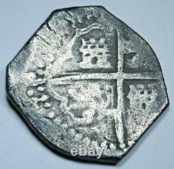 1600's Spanish Toledo Shipwreck Silver 2 Reales Antique Colonial Pirate Cob Coin