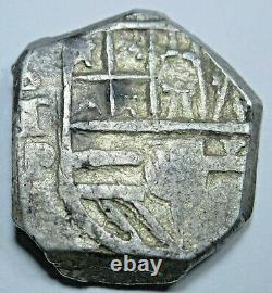 1600's Spanish Toledo Silver 2 Reales Cob Piece of 8 Real Colonial Treasure Coin