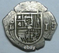 1600s PHILIP III 1 REAL COB SEVILLA ASSAYER B 1602 SPANISH SILVER COLONIAL ERA
