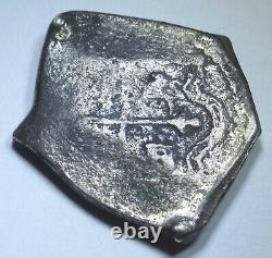 1600s Shipwreck Spanish Silver 4 Reales Genuine Antique Pirate Treasure Cob Coin