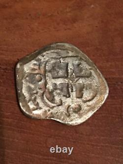 1600s Spanish Shipwreck Silver 2 Reales Piece of 8 Real Colonial Pirate Cob Coin