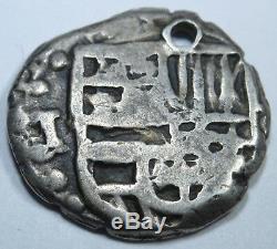 1600s Spanish Silver 1 Real Piece of 8 Reales Colonial Cob Pirate Treasure Coin