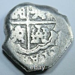 1600s Spanish Silver 2 Reales Piece of 8 Real Colonial Cob Two Bit Treasure Coin