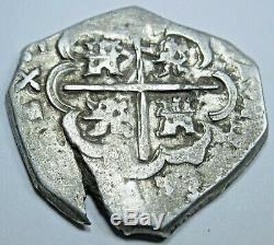 1600s Spanish Silver 2 Reales Piece of 8 Real Colonial Two Bit Treasure Cob Coin