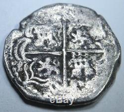 1600s Spanish Silver 2 Reales Piece of 8 Real Colonial Two Bits Cob Pirate Coin