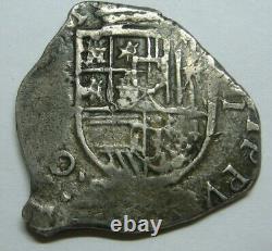 1601 Philip III 2 Real Cob Sevilla Assayer B Spanish Silver Colonial Era Antique