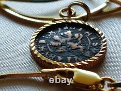 1601 Spanish Pirate Real Cob Pendant on an 18 Gold over Sterling Snake Chain