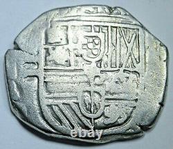 1601 Spanish Silver 2 Reales Antique 1600's Two Bit Old Pirate Cob Treasure Coin