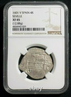 1601-V Silver Spain 4 Reales Cob, Only one graded NGC XF45