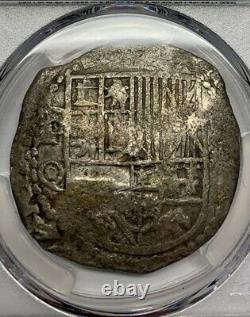 (1612-16) Bolivia 8 Reales Silver Cob Coin PCGS VF Detail KM 10 P Q Phillip III
