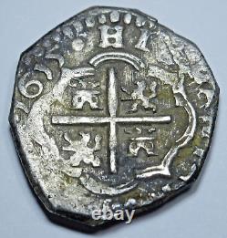 1615 Spanish Silver 1 Reales Dated Antique Colonial Pirate Treasure Cob Coin
