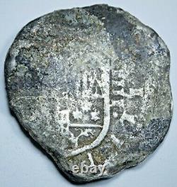 1615 Spanish Silver 4 Reales Genuine Antique 1600s Date Colonial Pirate Cob Coin