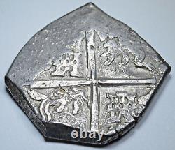 1618-21 Spanish Bolivia Silver 4 Reales 1600's Colonial Pirate Treasure Cob Coin