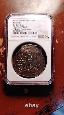 1621 1641 Mexico 8 Reales Concepcion Shipwreck NGC XF Detail Sea Salvaged 2001
