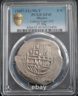 1621, Mexico, Philip III. Spanish Colonial Silver 8 Reales Cob Coin. PCGS XF-45